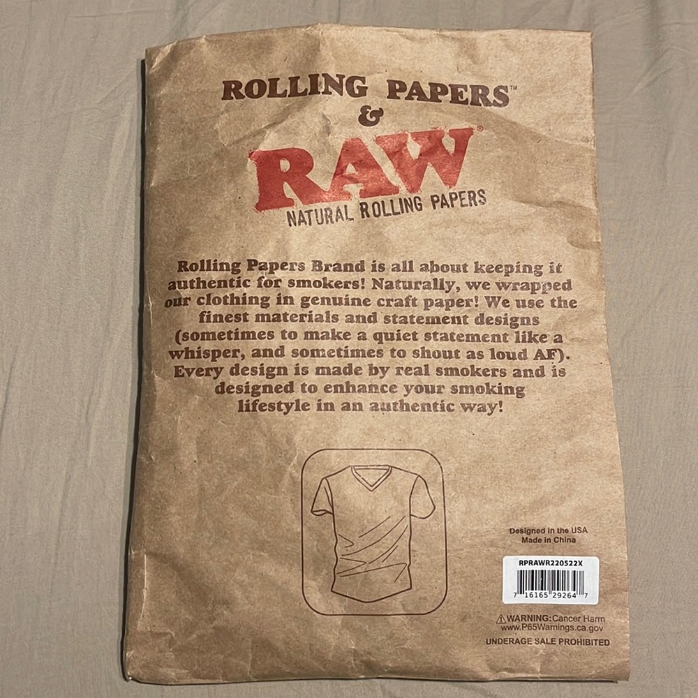 RAW Natural Rolling Papers T-Shirt New